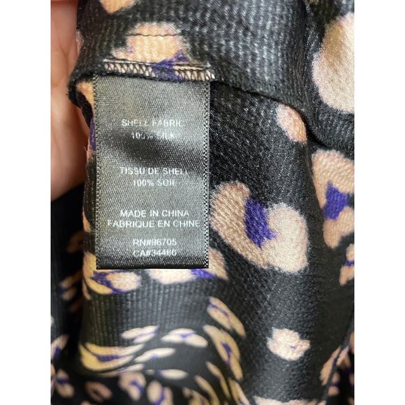 Rebecca Taylor Cheetah print V neck Silk top Size 10 - Picture 3 of 5